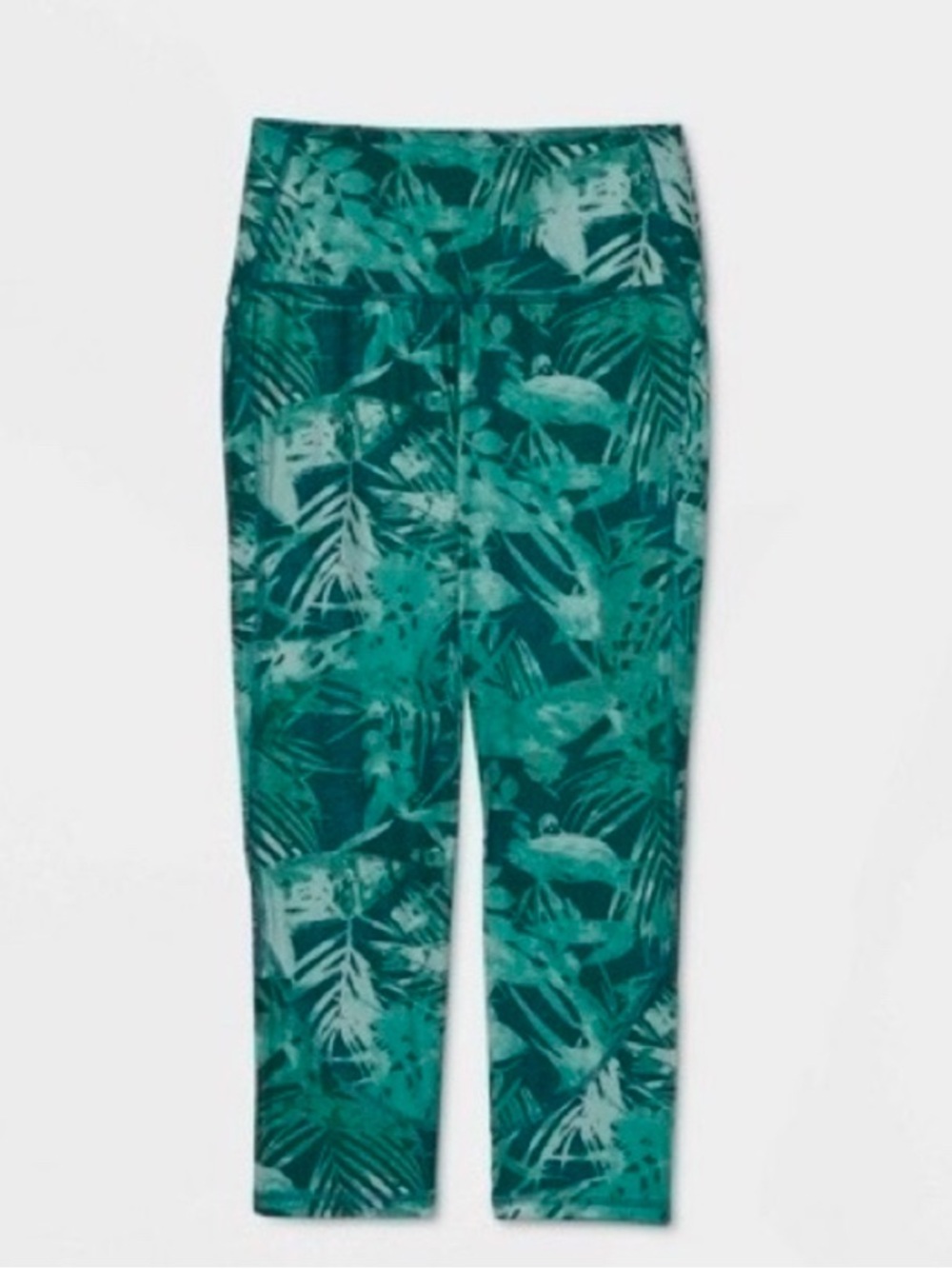 All In Motion Botanical Leaf Mesh Pockets Spandex Dark Green Leggings Women XS